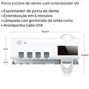 Suporte Automático UV Antibacteriano para Escova de Dentes com Aplicador de Pasta